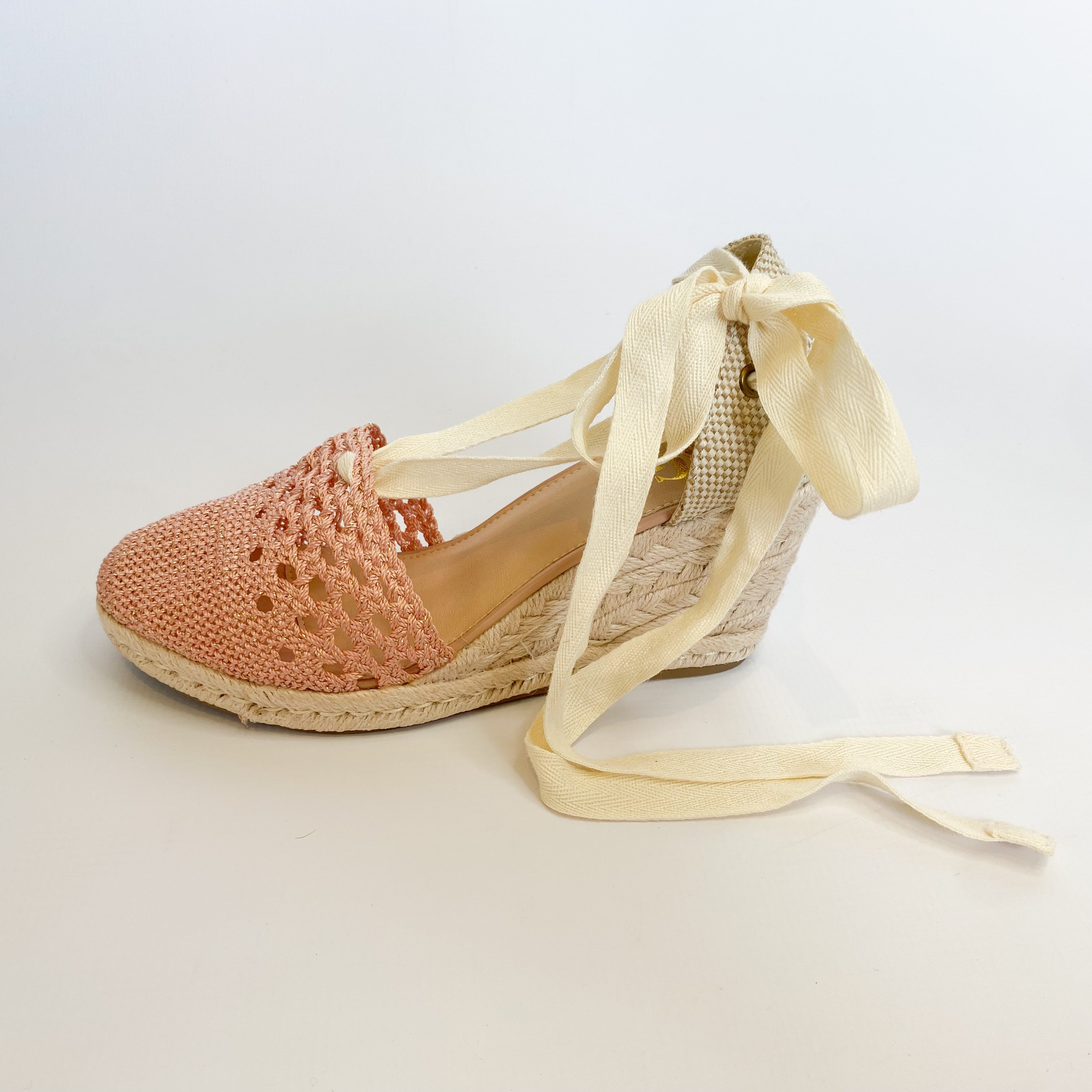 KG rose ankle tie espadrille wedge