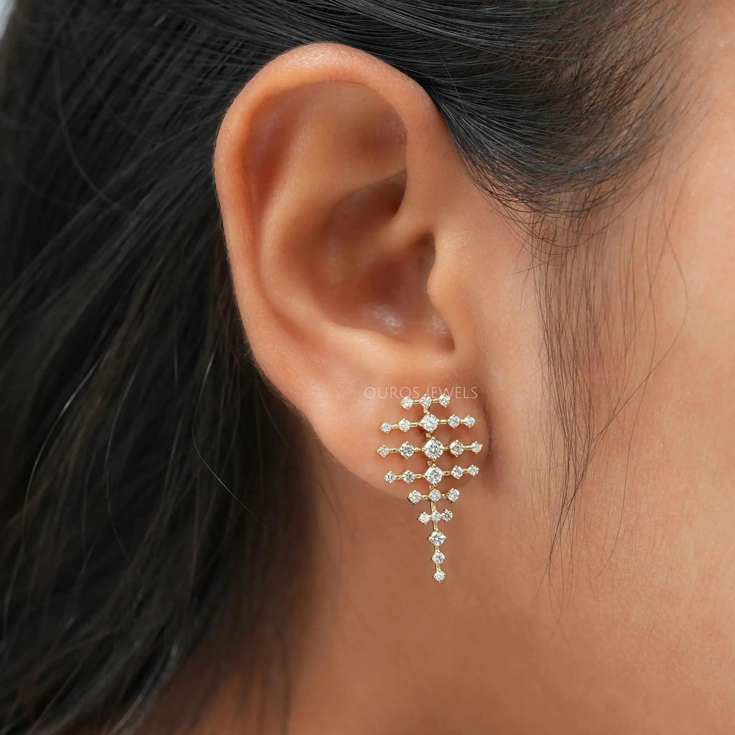 Lab Grown Diamond Round Cut Drop Earrings