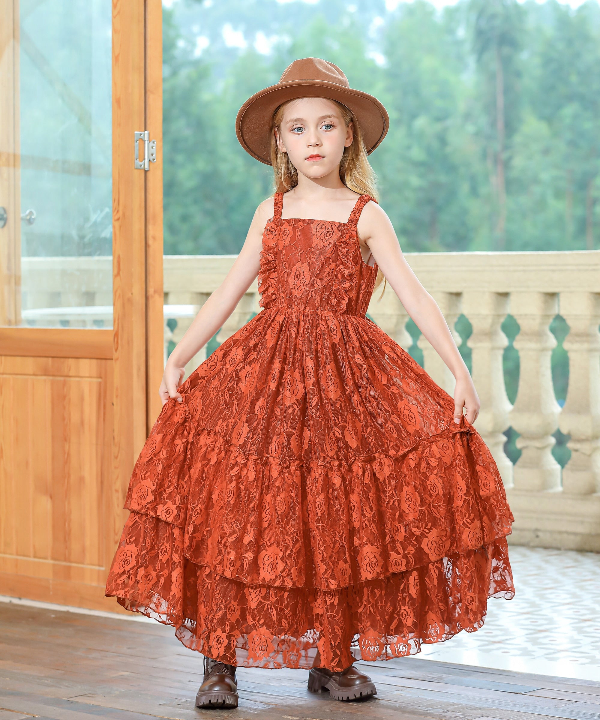 Lace Long Flower Girl Dress