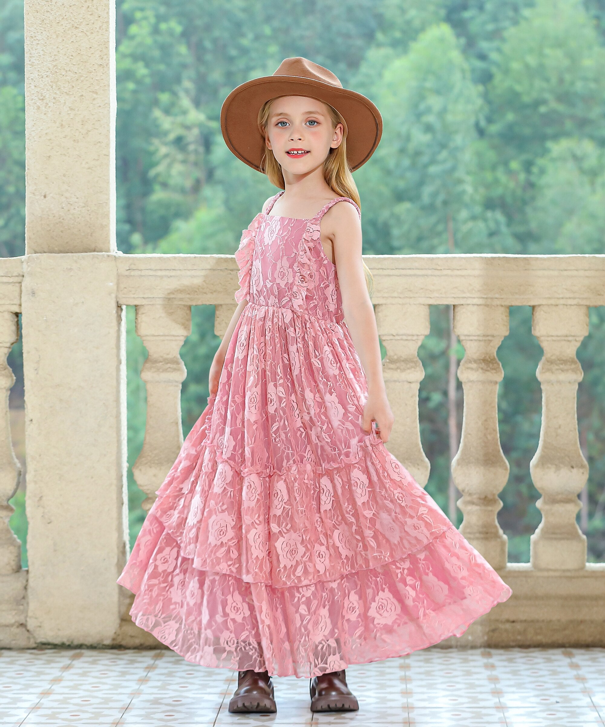 Lace Long Flower Girl Dress