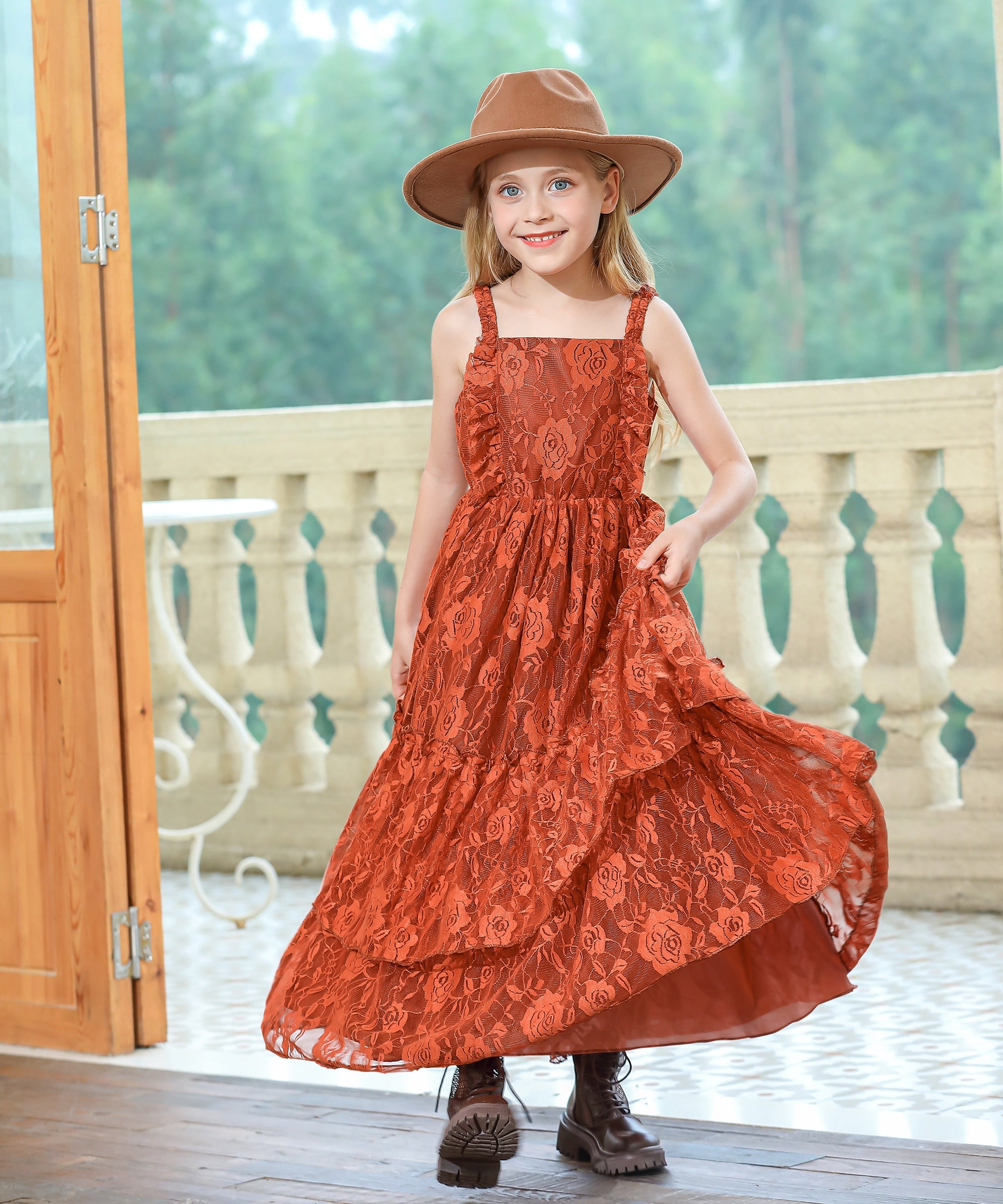 Lace Long Flower Girl Dress