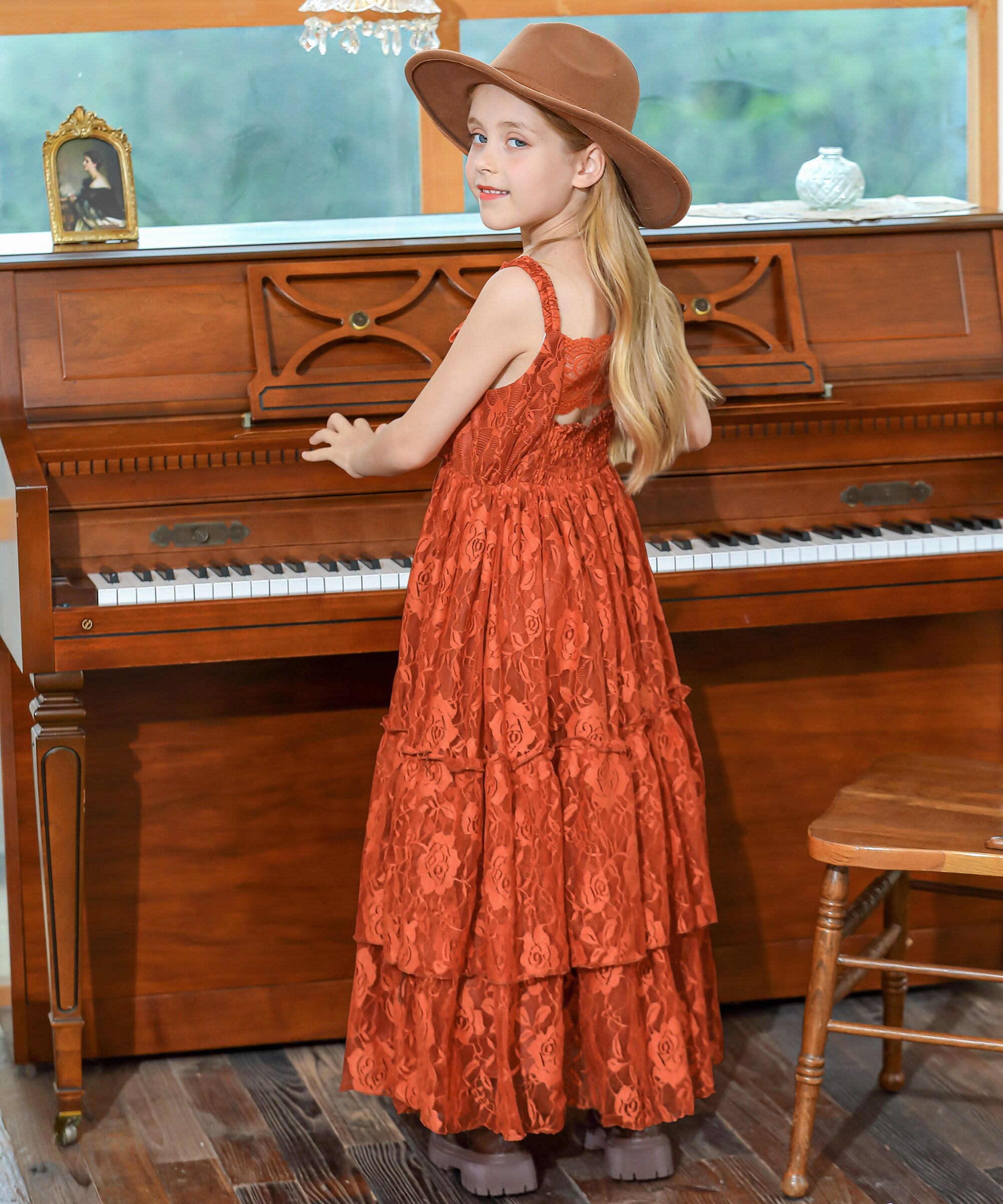 Lace Long Flower Girl Dress