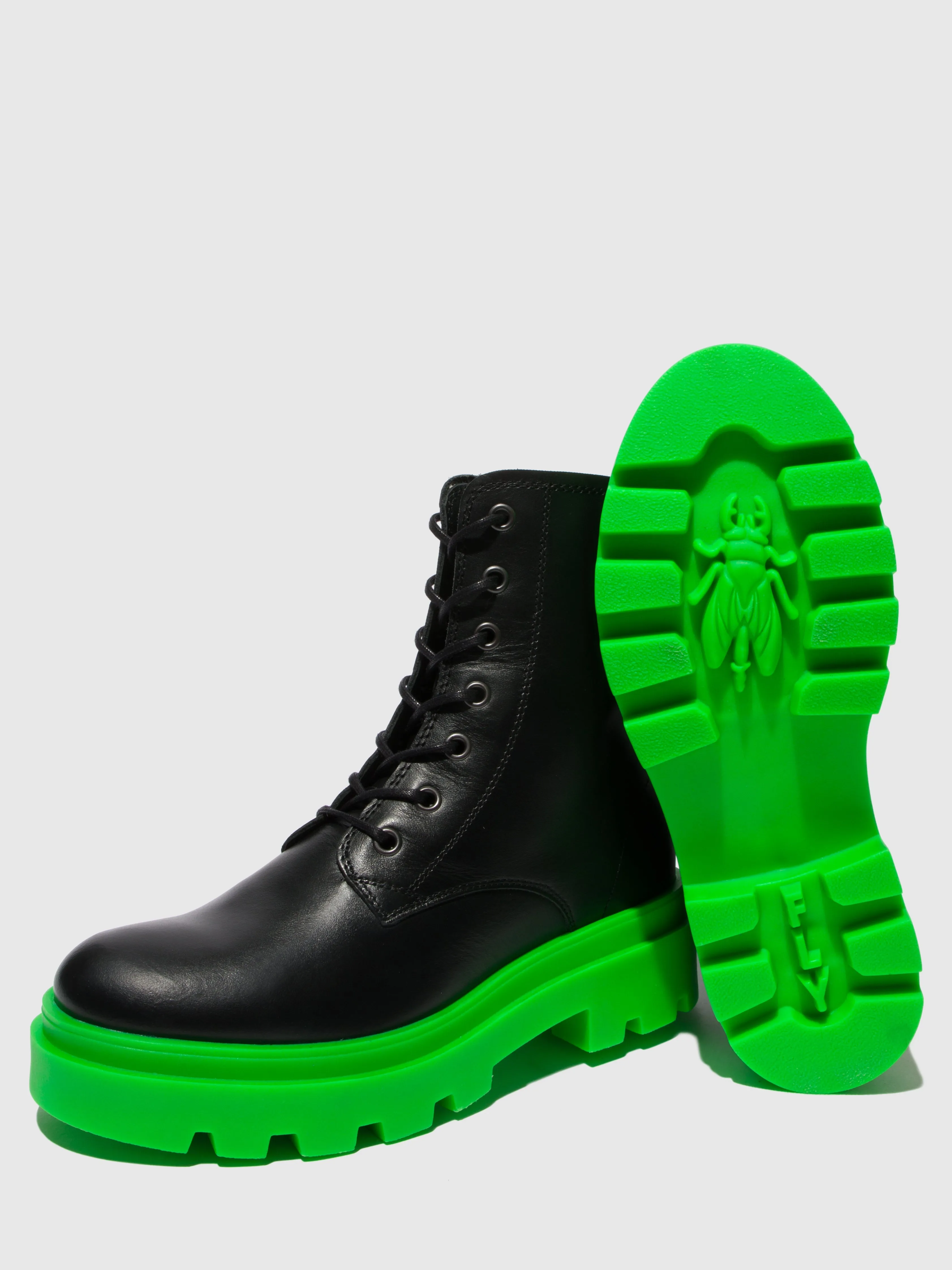 Lace-up Ankle Boots JACY881FLY NAUSICA BLACK (GREEN SOLE)