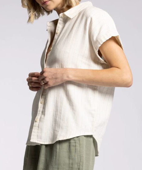 Laira Shirt - Off White/Camel Stripe