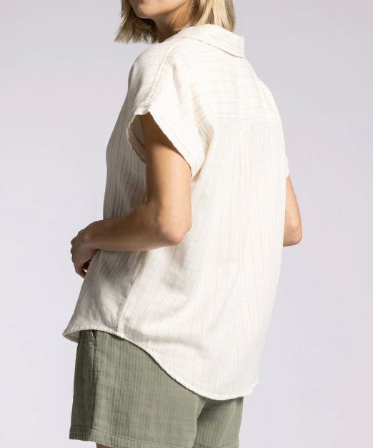 Laira Shirt - Off White/Camel Stripe