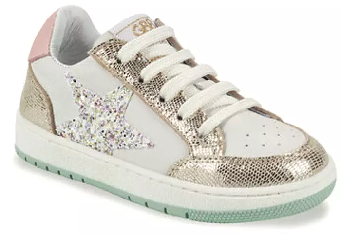 Leather sneaker - Hermine - White/gold/mint