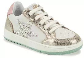 Leather sneaker - Hermine - White/gold/mint