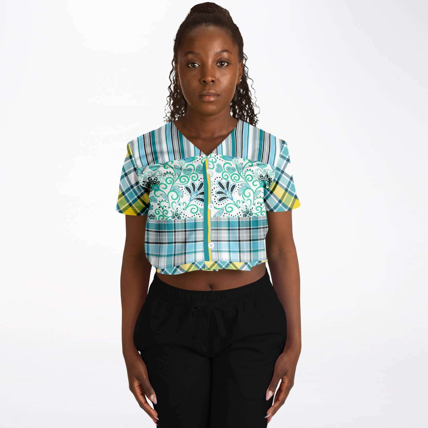 Lemon Zest Cropped Button Front Jersey