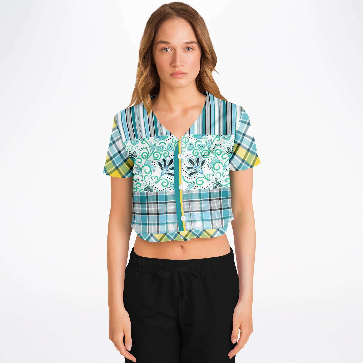 Lemon Zest Cropped Button Front Jersey