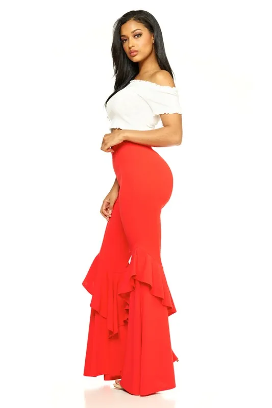 Lil Miss Round Up Red Ruffle Bell Bottoms