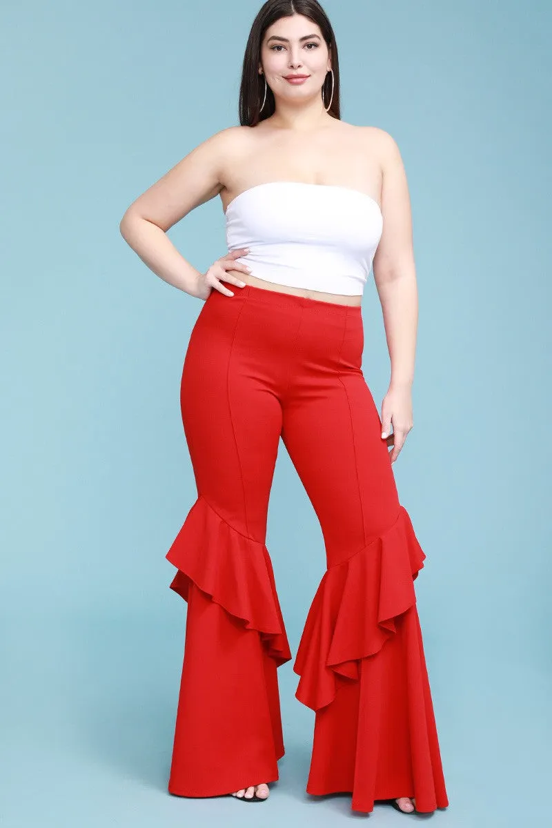 Lil Miss Round Up Red Ruffle Bell Bottoms