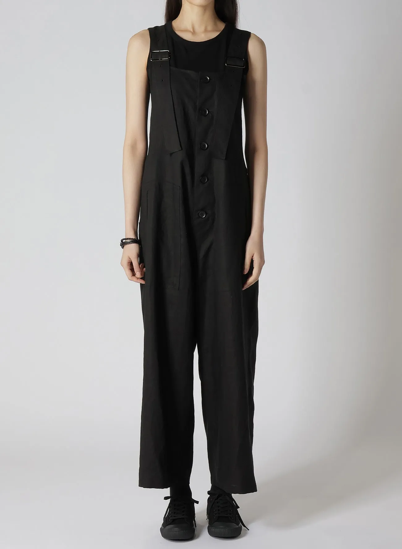 LINEN LAWN  FRONT BUTTON OVERALLS