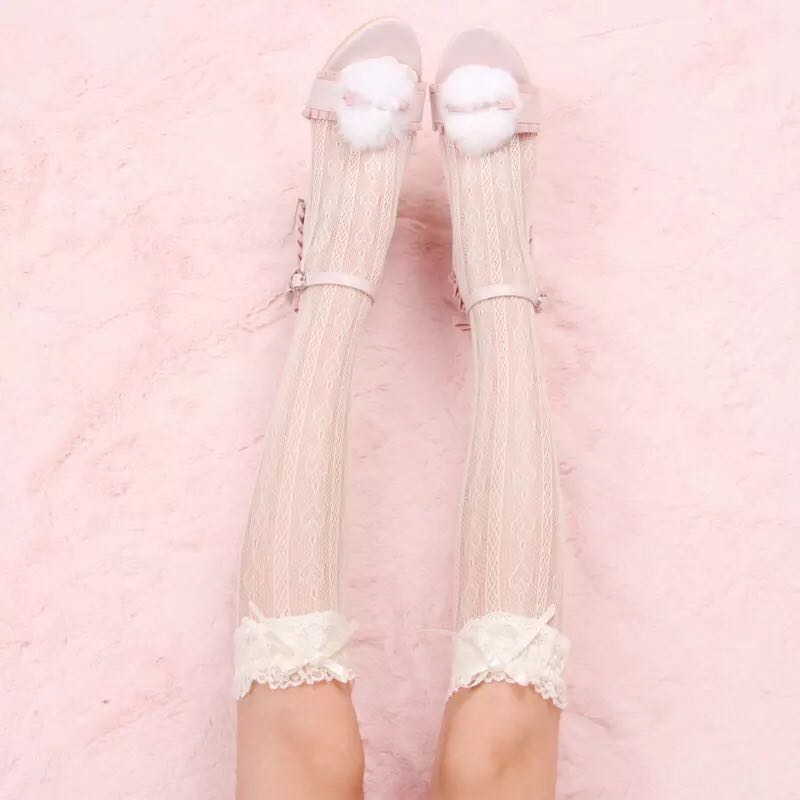 LOLITA LACE HEART BOW SOCKS BY4040