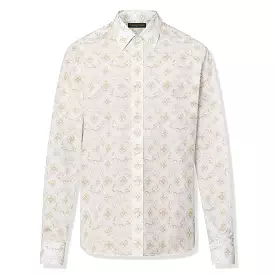 Louis Vuitton Monogram Long-Sleeved Cotton Shirt White