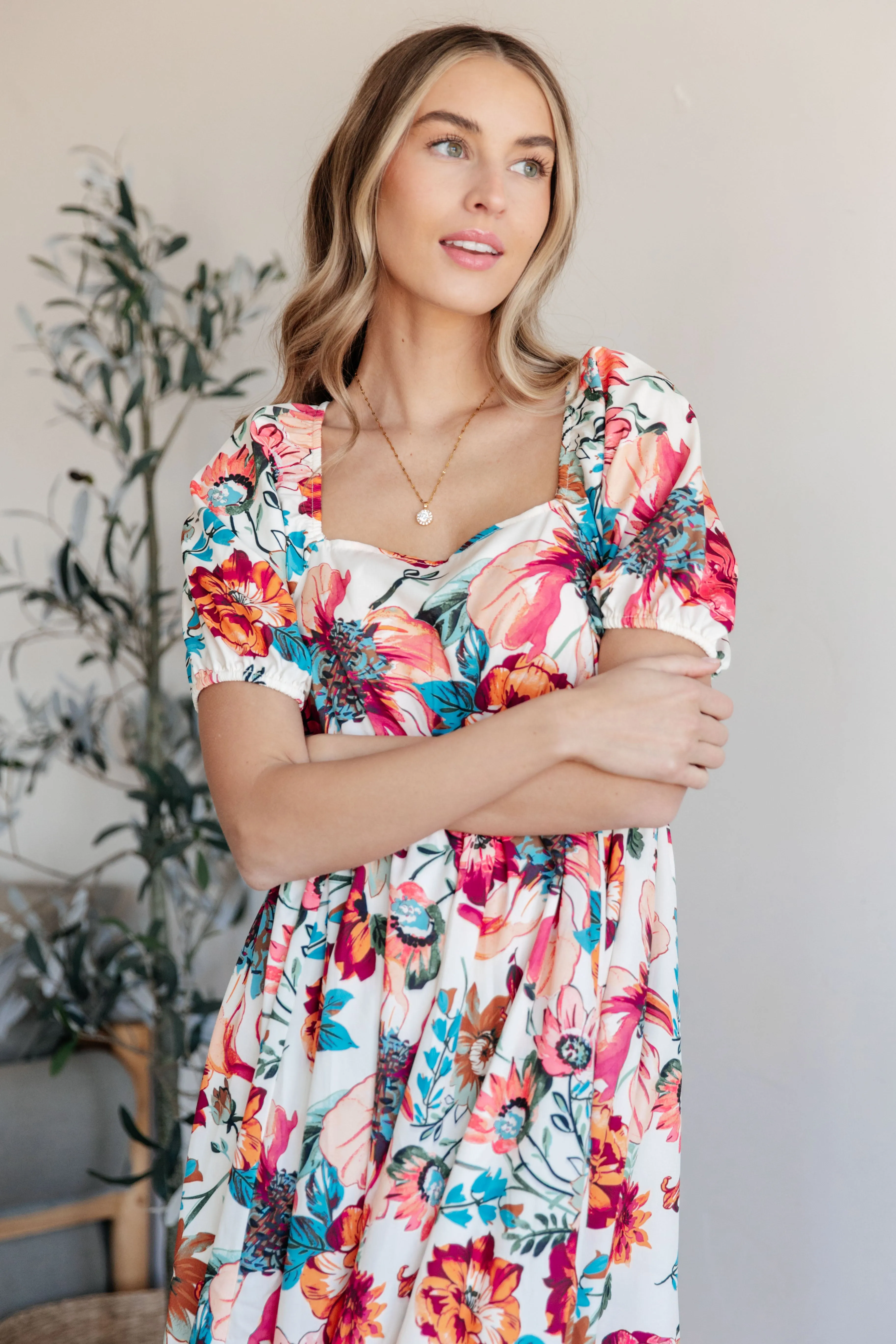 Lydia Balloon Sleeve Floral Dress