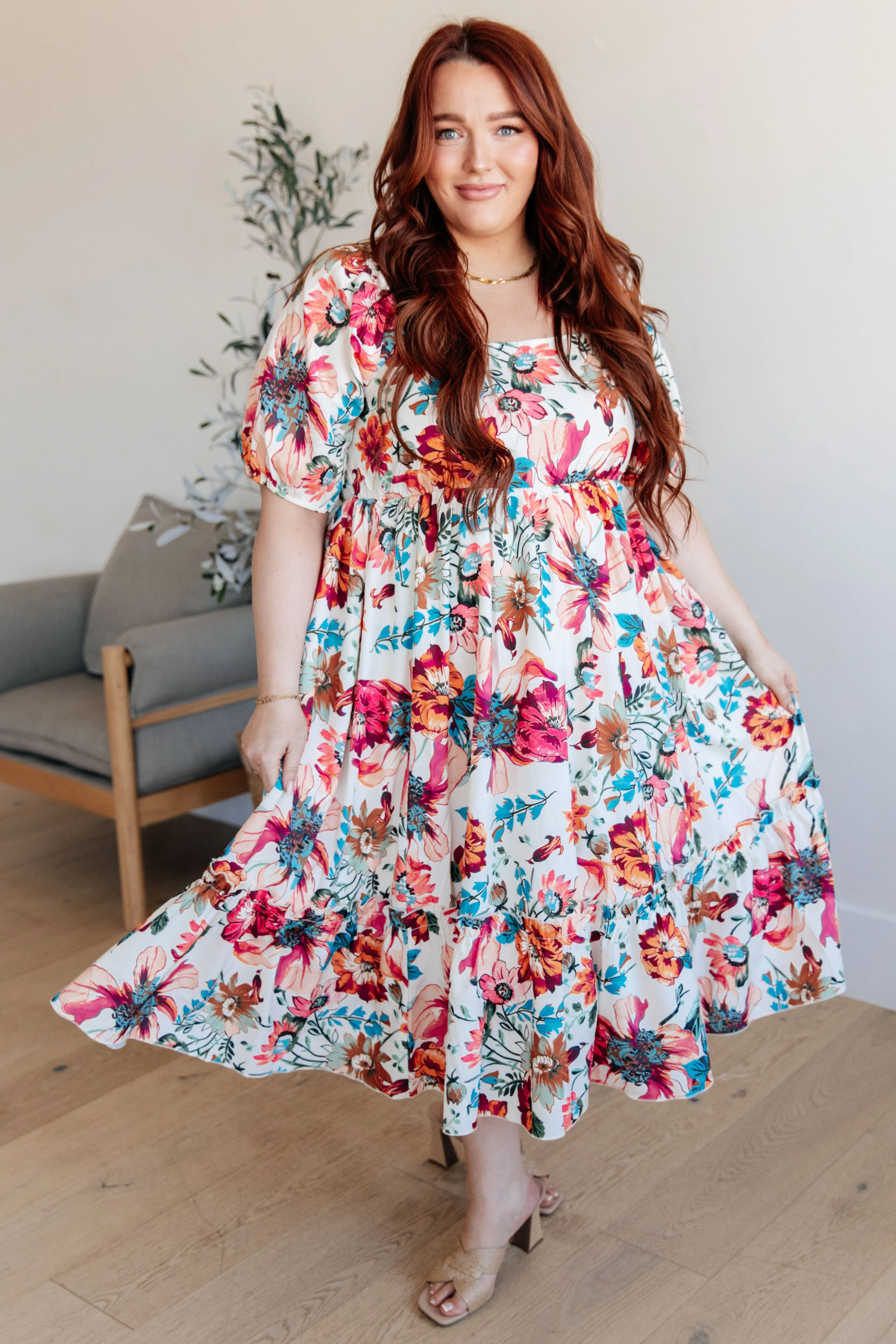 Lydia Balloon Sleeve Floral Dress