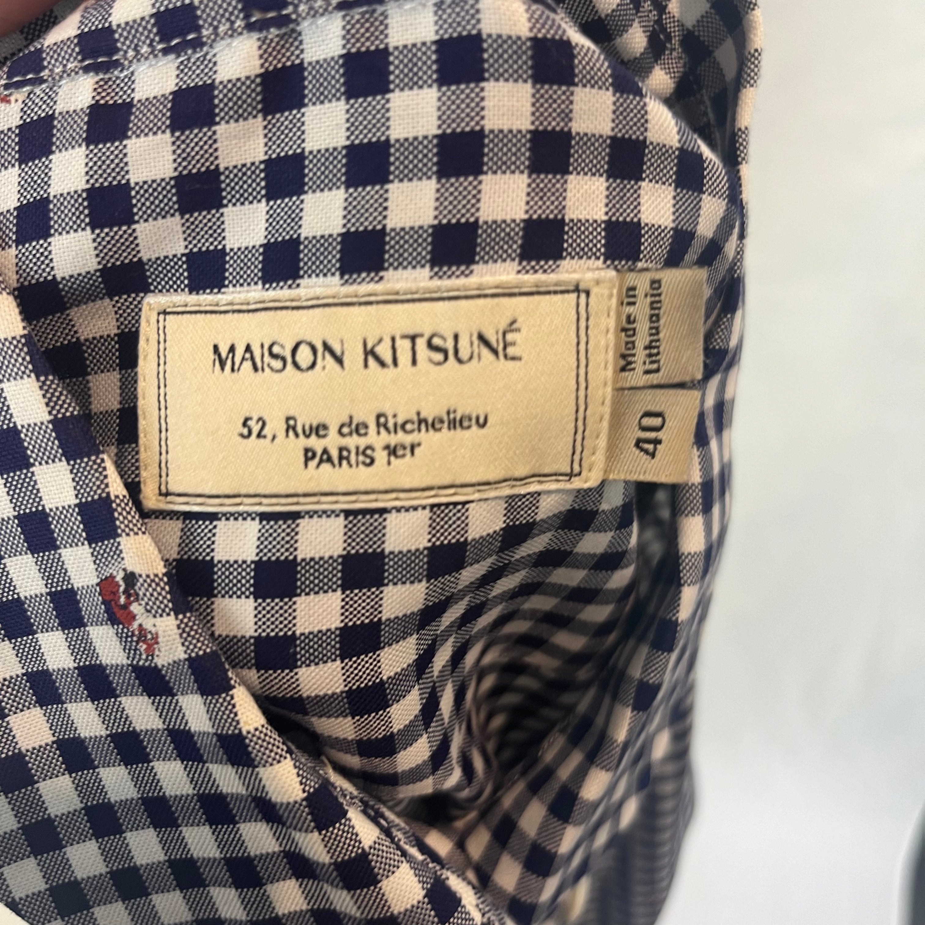 Maison Kitsune Black & White Gingham Cotton Shirt XS