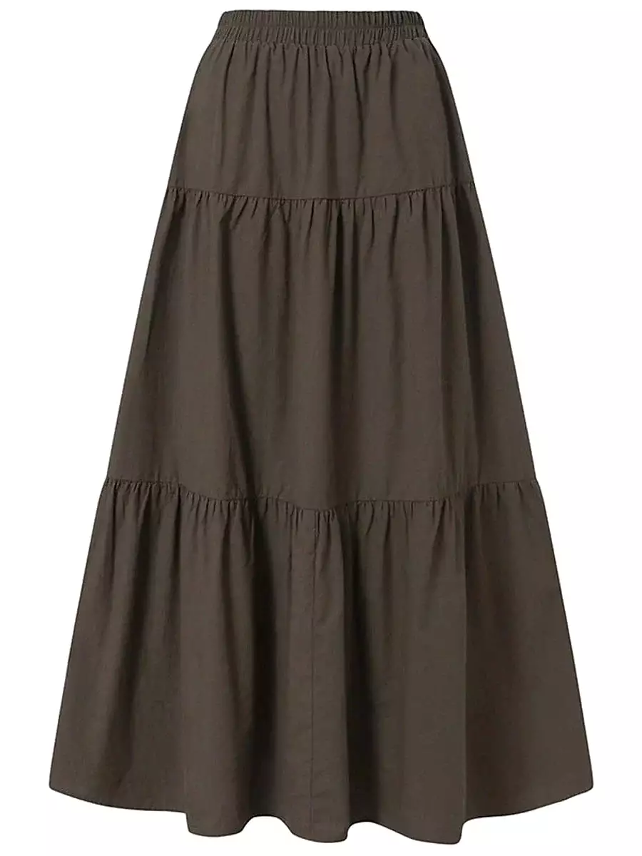 Maxi Cotton Skirt for Women in Black, Wine, Purple, and Brown