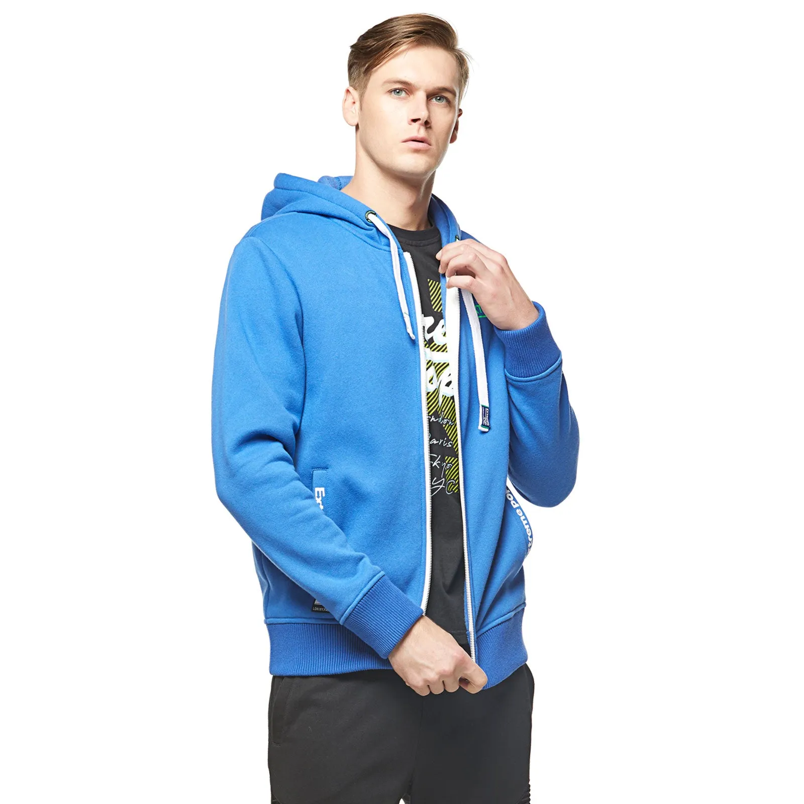 Mens Ex-Back Zip-up Hoodie - Blue