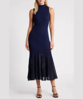 Moon River Off-Season Sweater Midi Dress In Navy