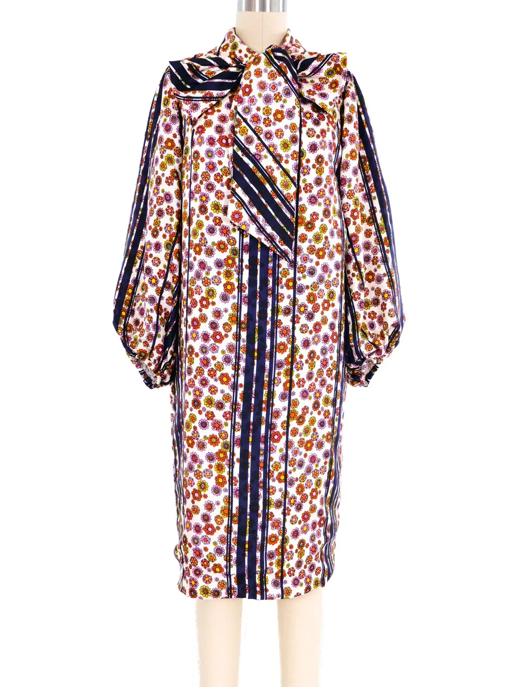 Mr. Blackwell Floral Printed Scarf Tie Dress