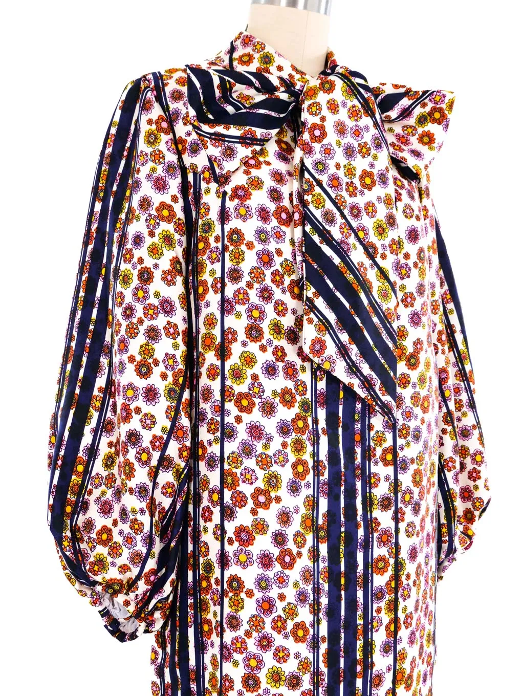 Mr. Blackwell Floral Printed Scarf Tie Dress