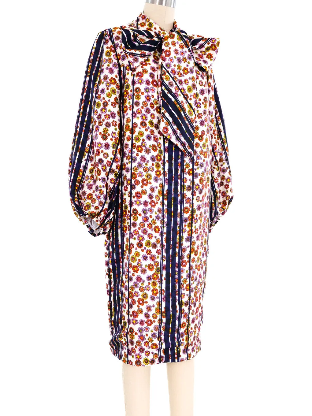 Mr. Blackwell Floral Printed Scarf Tie Dress