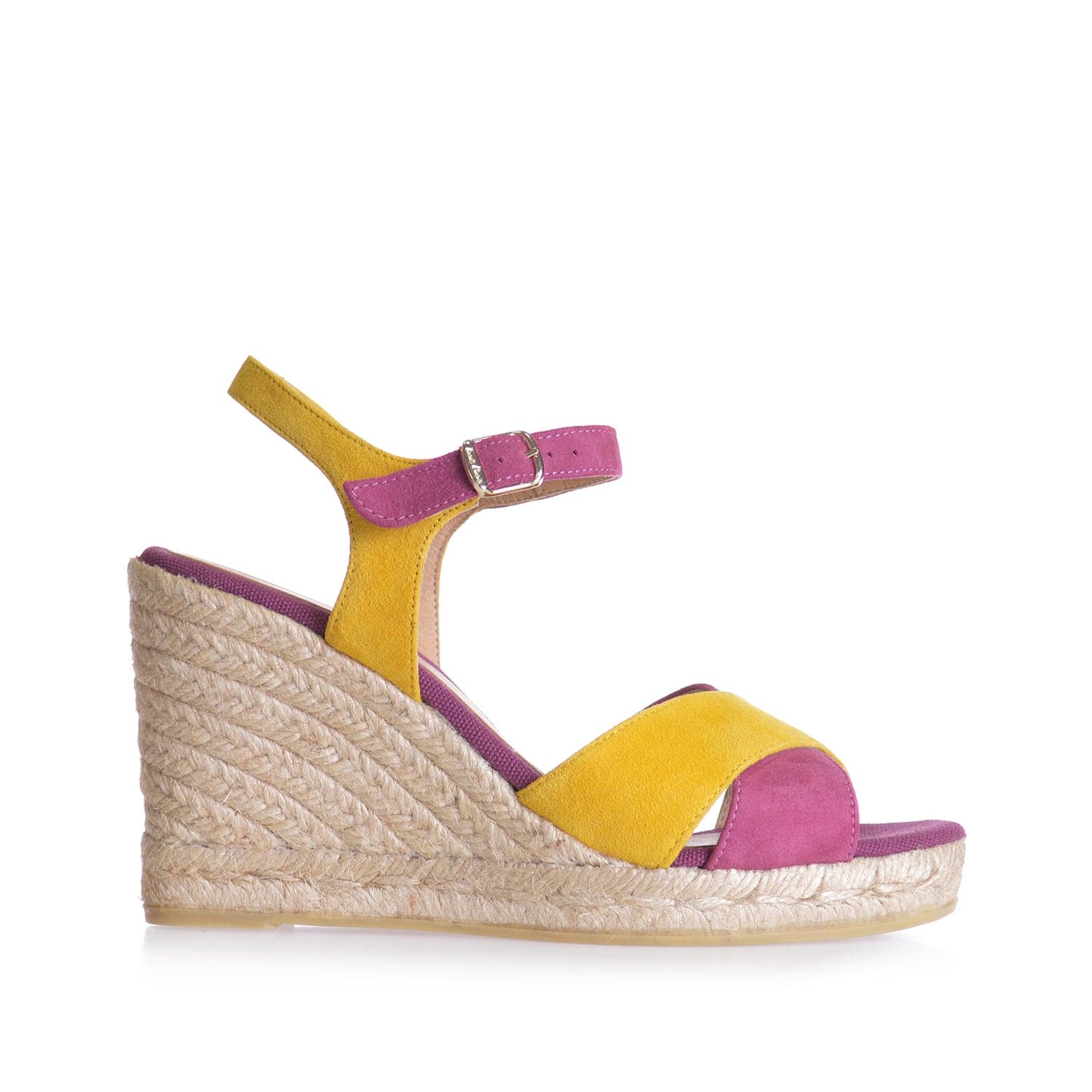 Multicolor Suede Leather Wedge Espadrille for Women - Mar-A