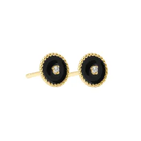 North Star, diamond Black resin earrings, Yellow Gold