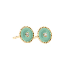 North Star, diamond Jade resin earrings, Yellow Gold