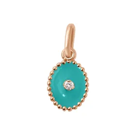 North Star Turquoise Green resin pendant, Rose Gold