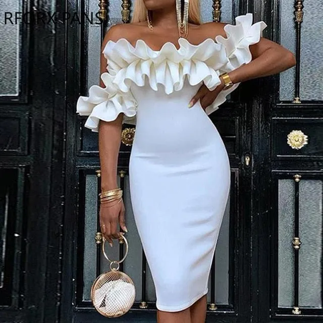 Off Shoulder Ruched Design Bodycon Dress