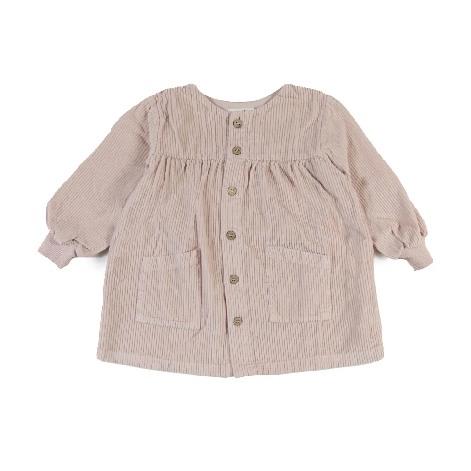 One More In The Family Silke Nude Pink Corduroy Dress For Baby Girls