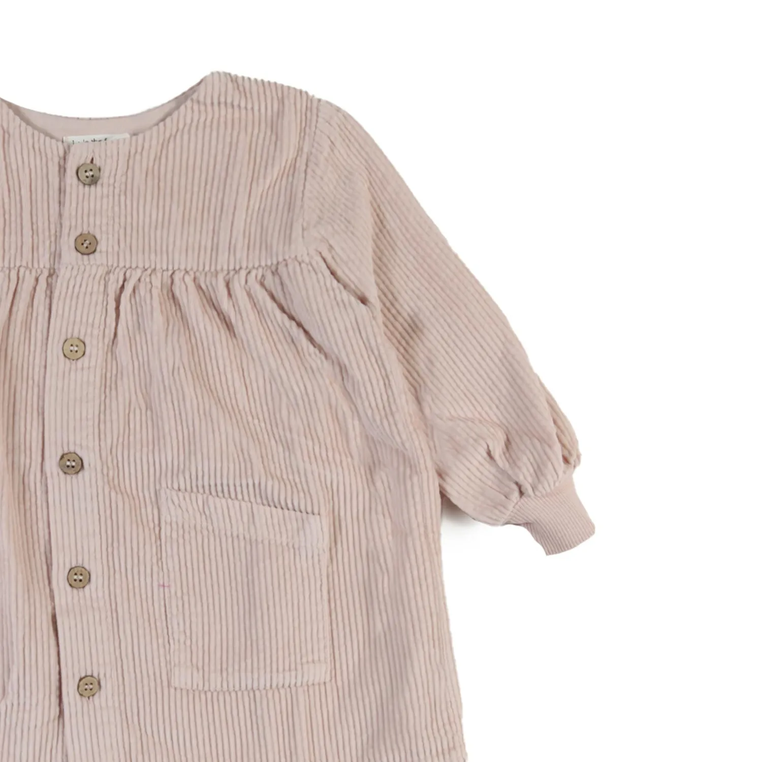 One More In The Family Silke Nude Pink Corduroy Dress For Baby Girls