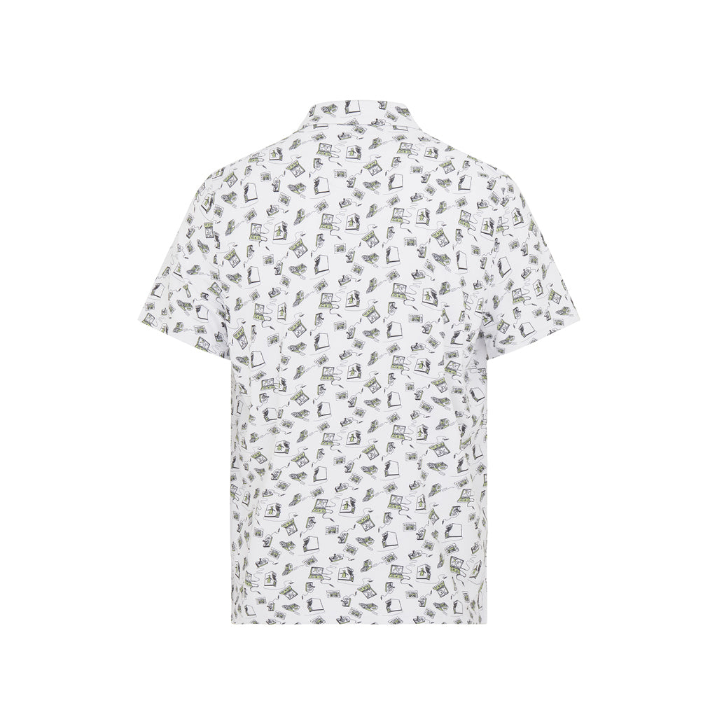 ORIGINAL PENGUIN RETRO ARCADE PRINT POLO BRIGHT WHITE