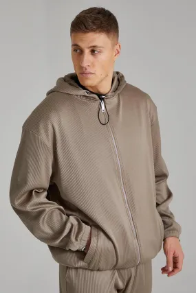 Oversized Zip Though Pleated Hoodie | boohooMAN UK