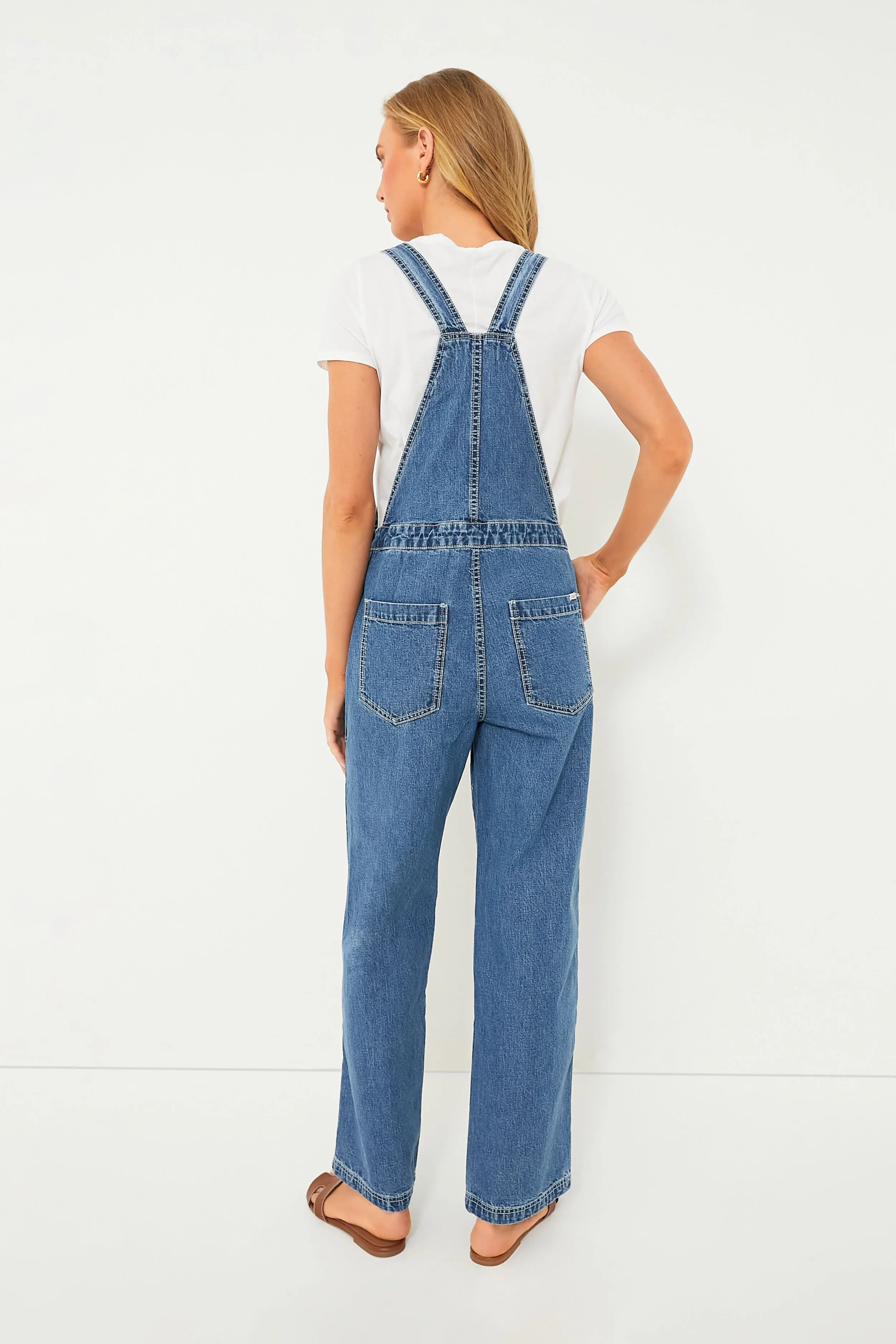 Paris Medium Wash Straight Leg Denim Overalls