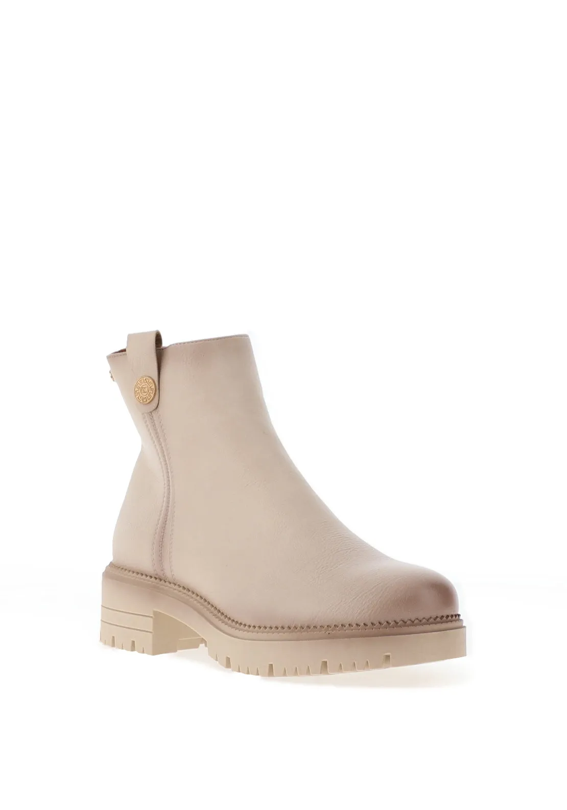 Patrizio Como Deauville Chunky Ankle Boots, Cream