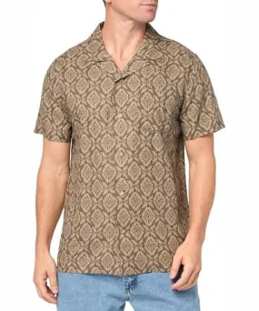 Pendleton Short-Sleeve Linen Camp Shirt In Khaki Medallion