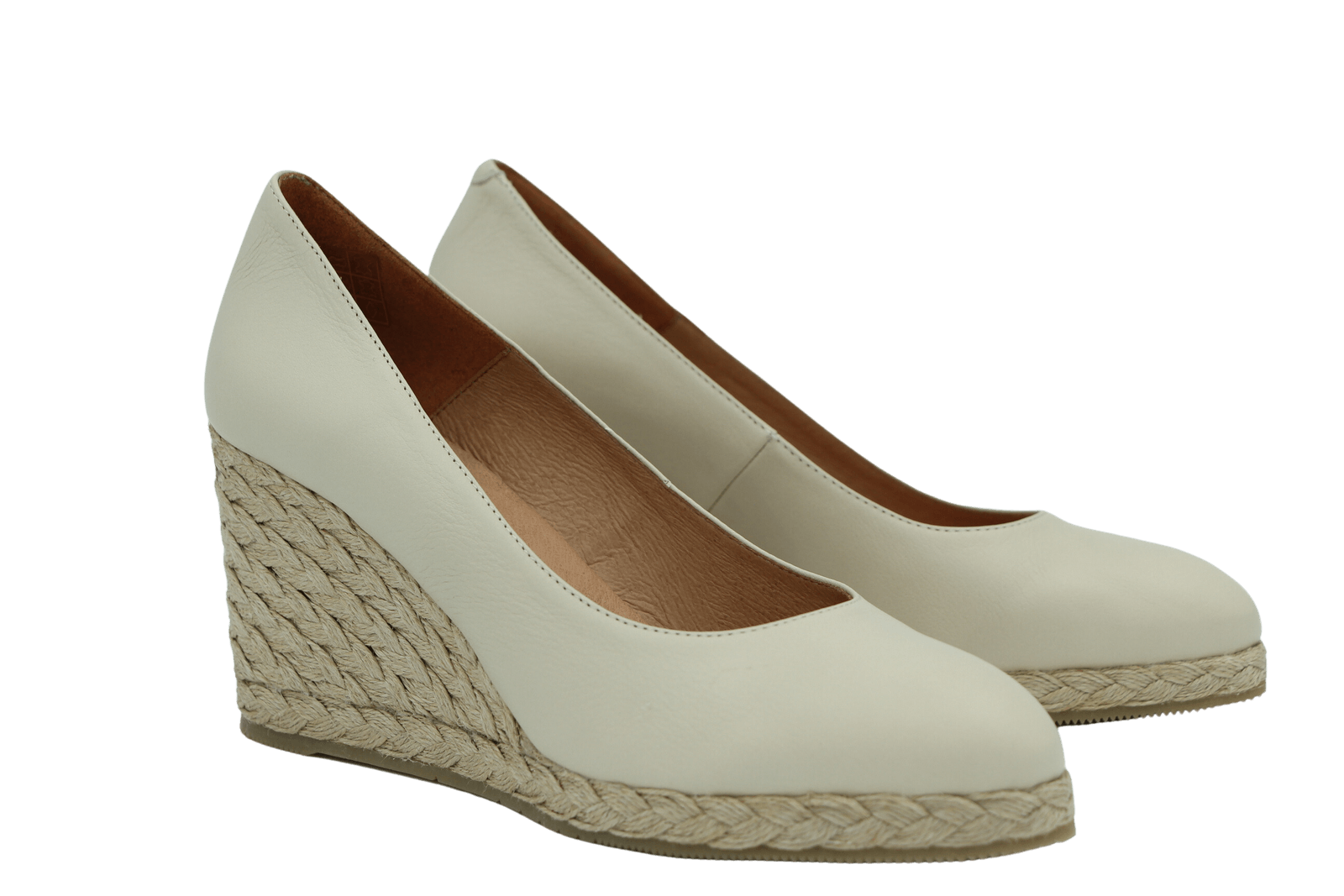 PINAZ Off white  Leather Wedge Espadrille Shoe