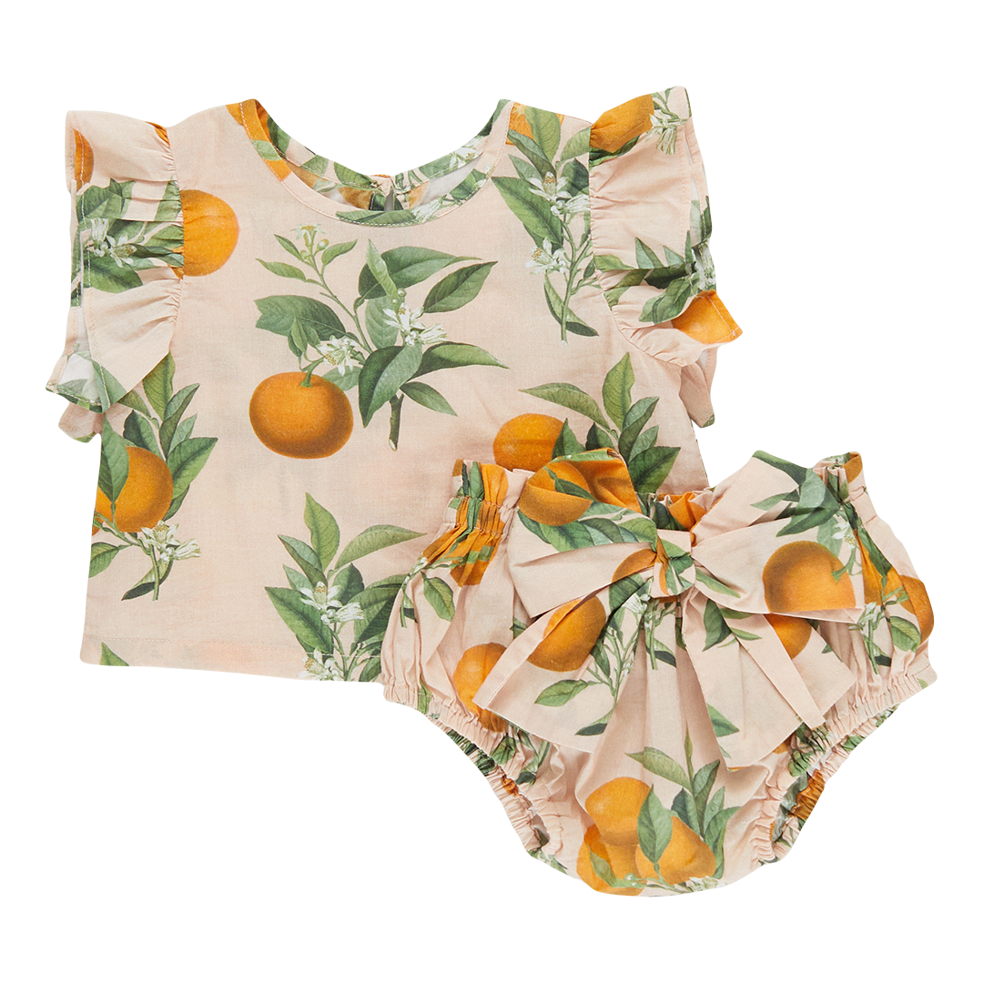 Pink Chicken Baby Girls Abigail 2-Piece Set - Pink Botanicals Oranges