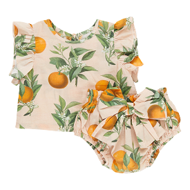 Pink Chicken Baby Girls Abigail 2-Piece Set - Pink Botanicals Oranges