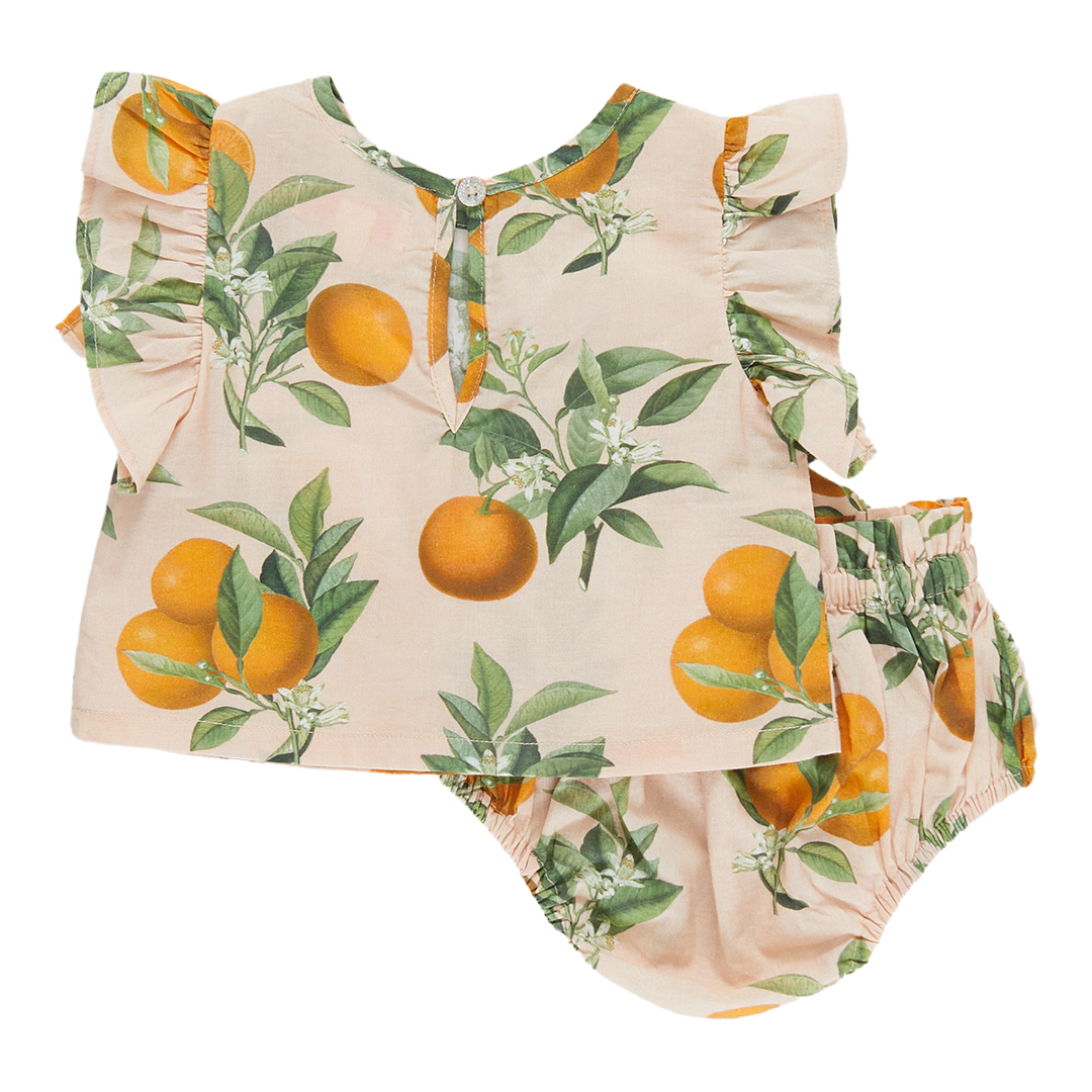 Pink Chicken Baby Girls Abigail 2-Piece Set - Pink Botanicals Oranges