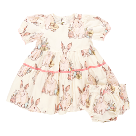 Pink Chicken Baby Girls Maribelle Dress Set - Bunny Friends