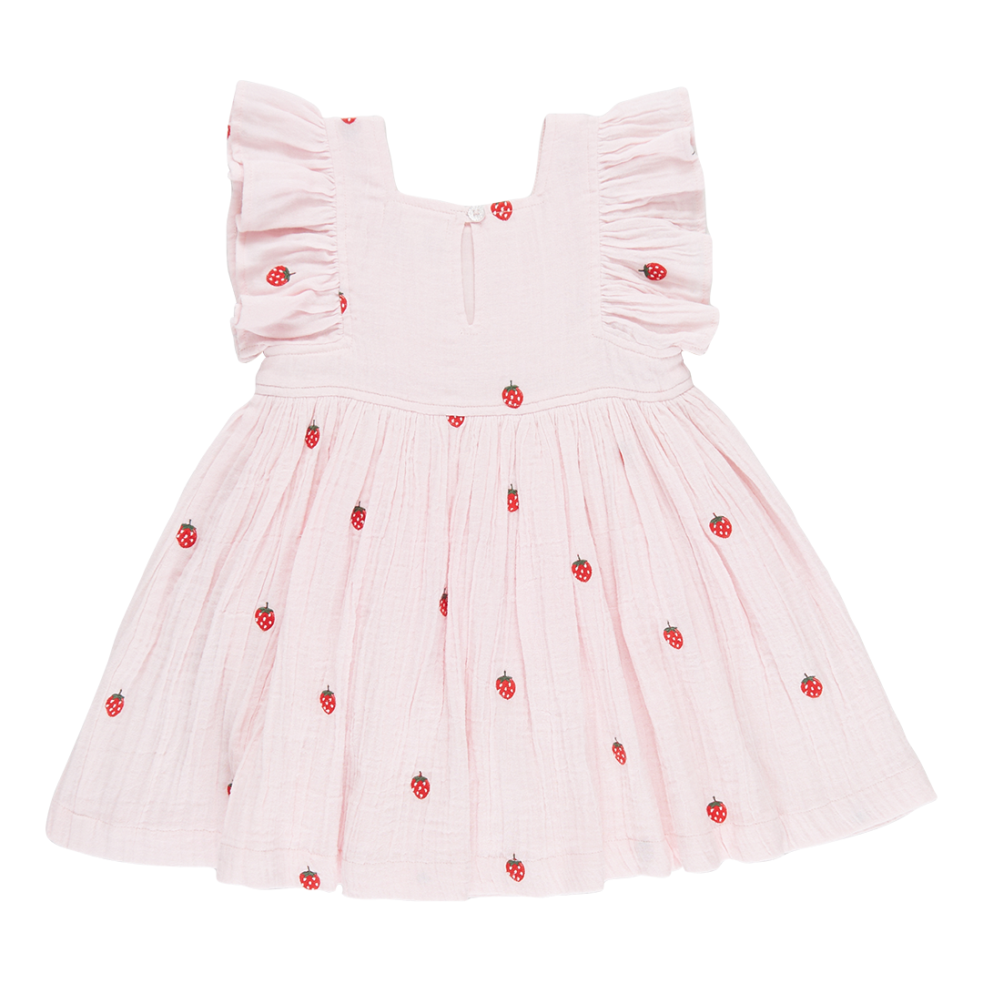 Pink Chicken Girls Elsie Dress - Strawberry Embroidery