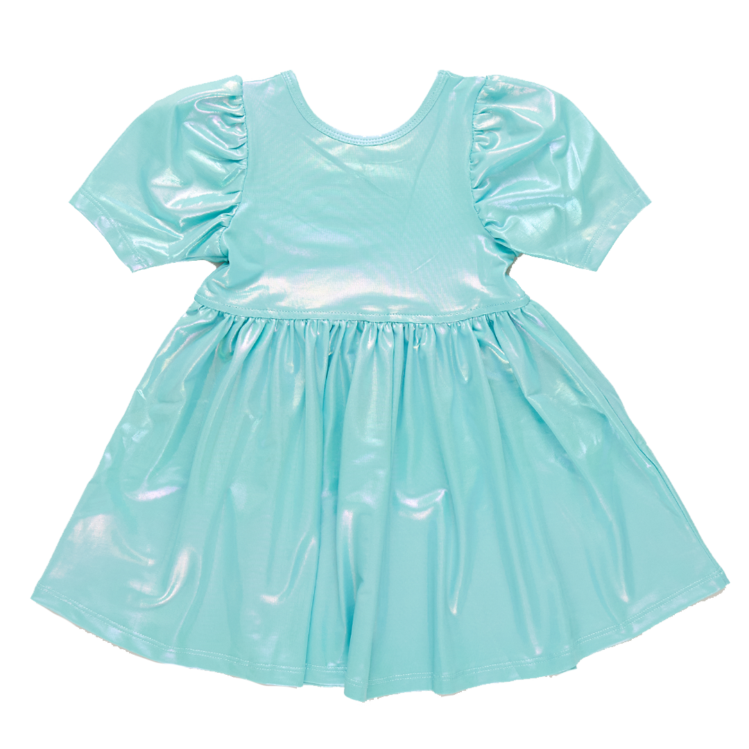 Pink Chicken Girls Laurie Dress - Turquoise Lame