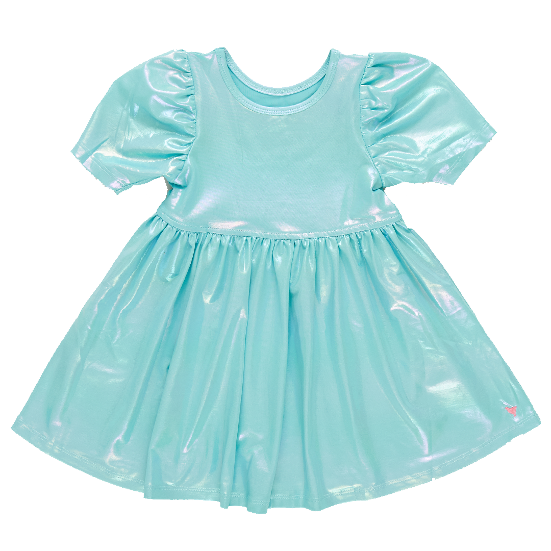 Pink Chicken Girls Laurie Dress - Turquoise Lame