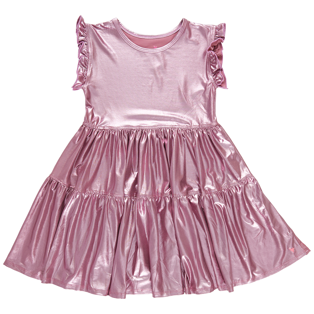 Pink Chicken Girls Polly Dress - Light Pink Lame