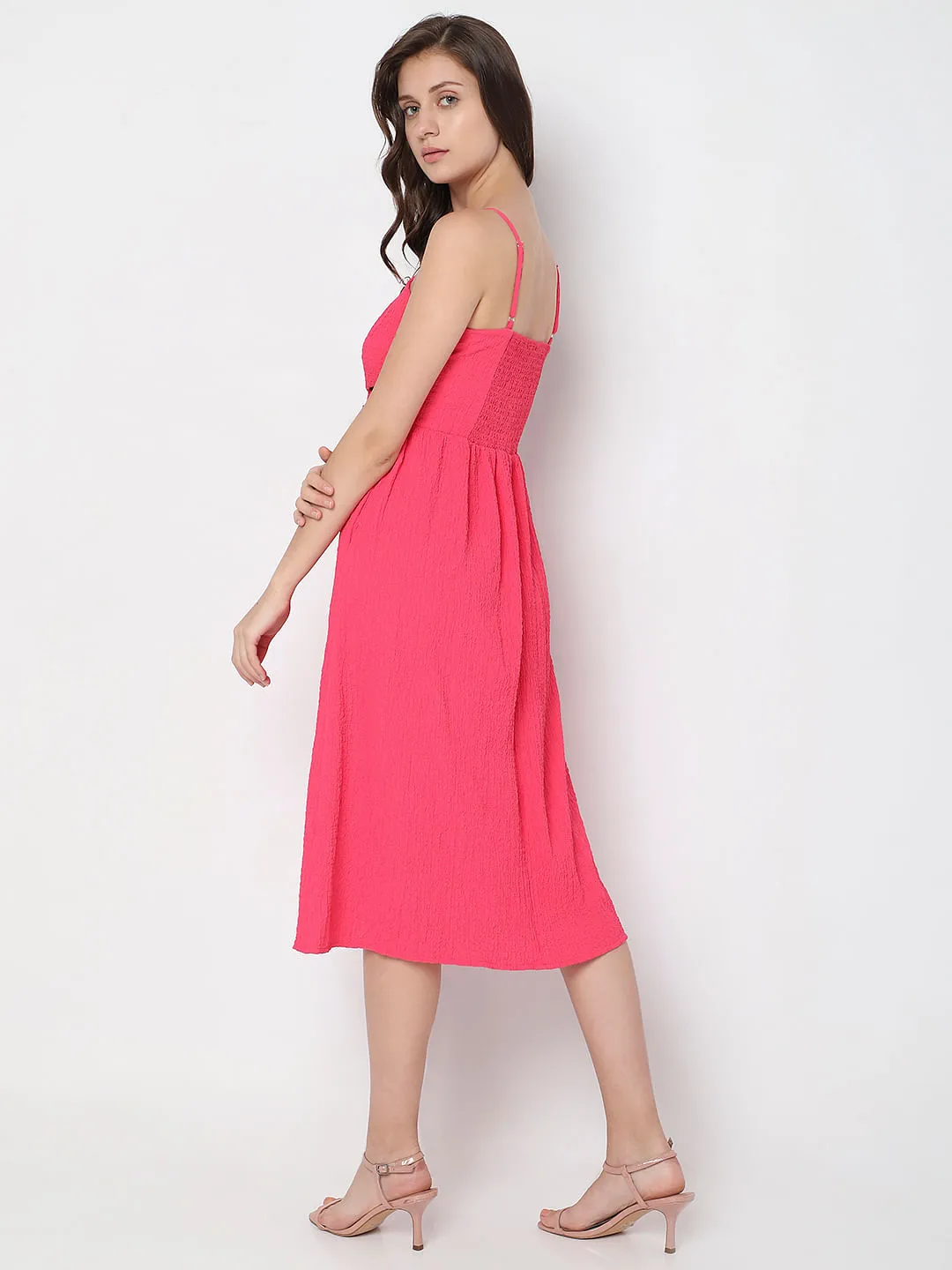 Pink Cut-Out Midi Dress