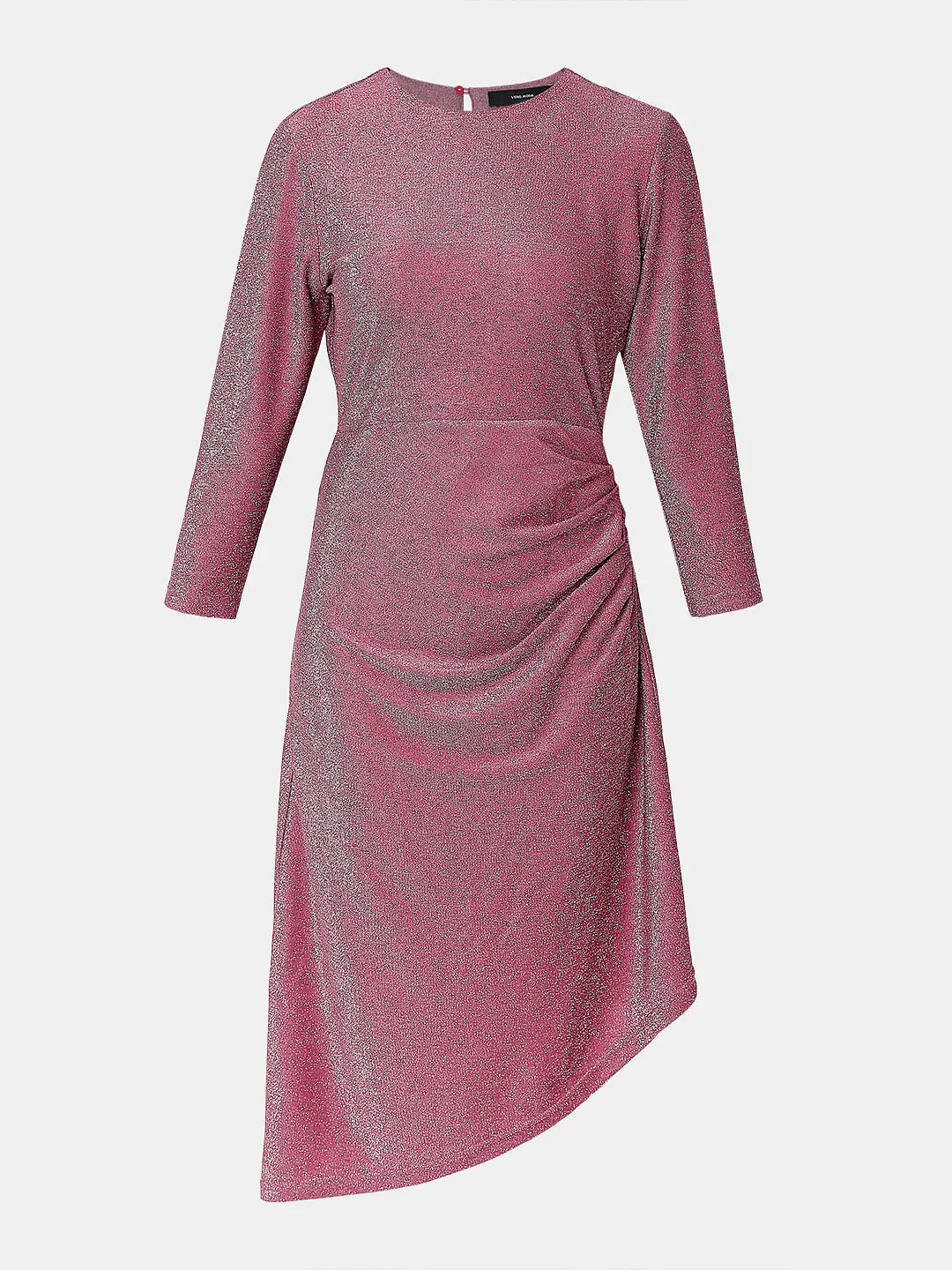 Pink Shimmer Asymmetric Midi Dress